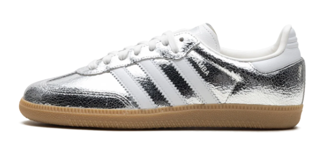 adidas Samba OG Women’s Sneakers – Silver Metallic Cracked Leather