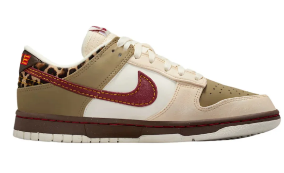 Nike Dunk Low Unisex Sneakers – Cream / Olive / Burgundy
