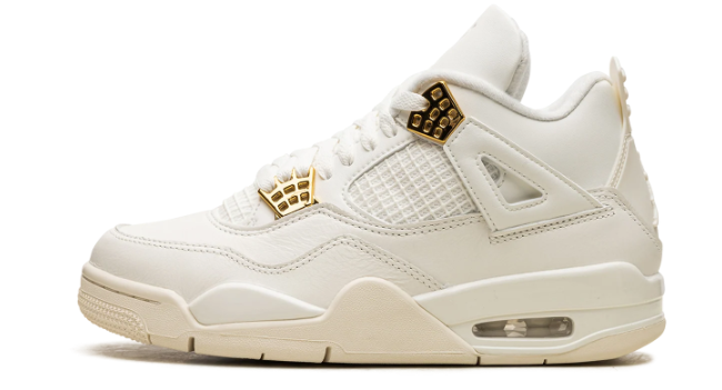 Air Jordan 4 Women's 'Metallic Gold' Sneakers - Sail (AQ9129-170)