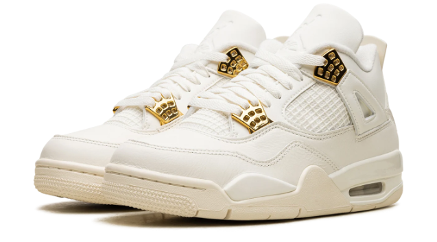 Air Jordan 4 Women's 'Metallic Gold' Sneakers - Sail (AQ9129-170)