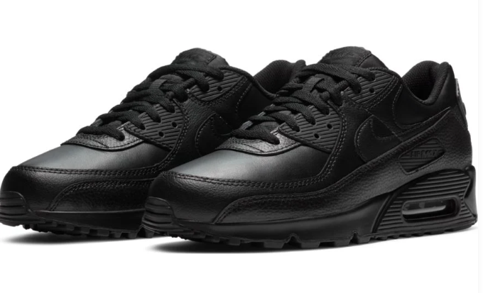 Nike Air Max 90 LTR Men’s Leather Sneakers – Triple Black