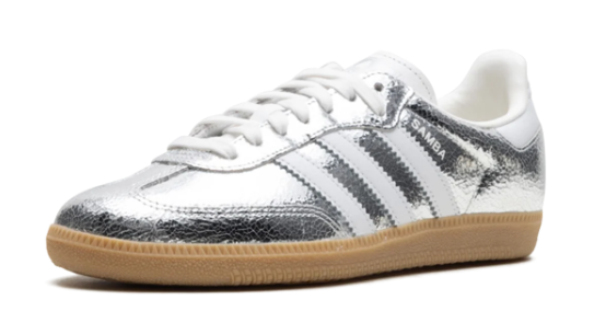 adidas Samba OG Women’s Sneakers – Silver Metallic Cracked Leather