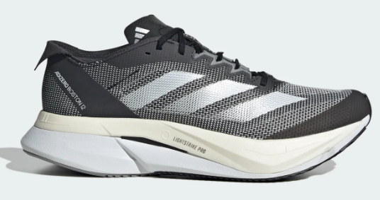 adidas Adizero Boston 12 Women’s Running Shoes – Black / Grey / White