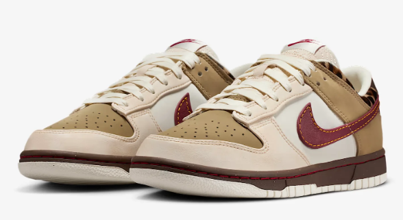 Nike Dunk Low Unisex Sneakers – Cream / Olive / Burgundy
